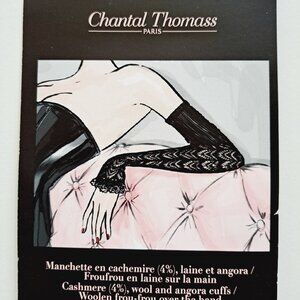 NEW Chantal Thomass Women's Fingerless Black Wool Cashmere Gloves